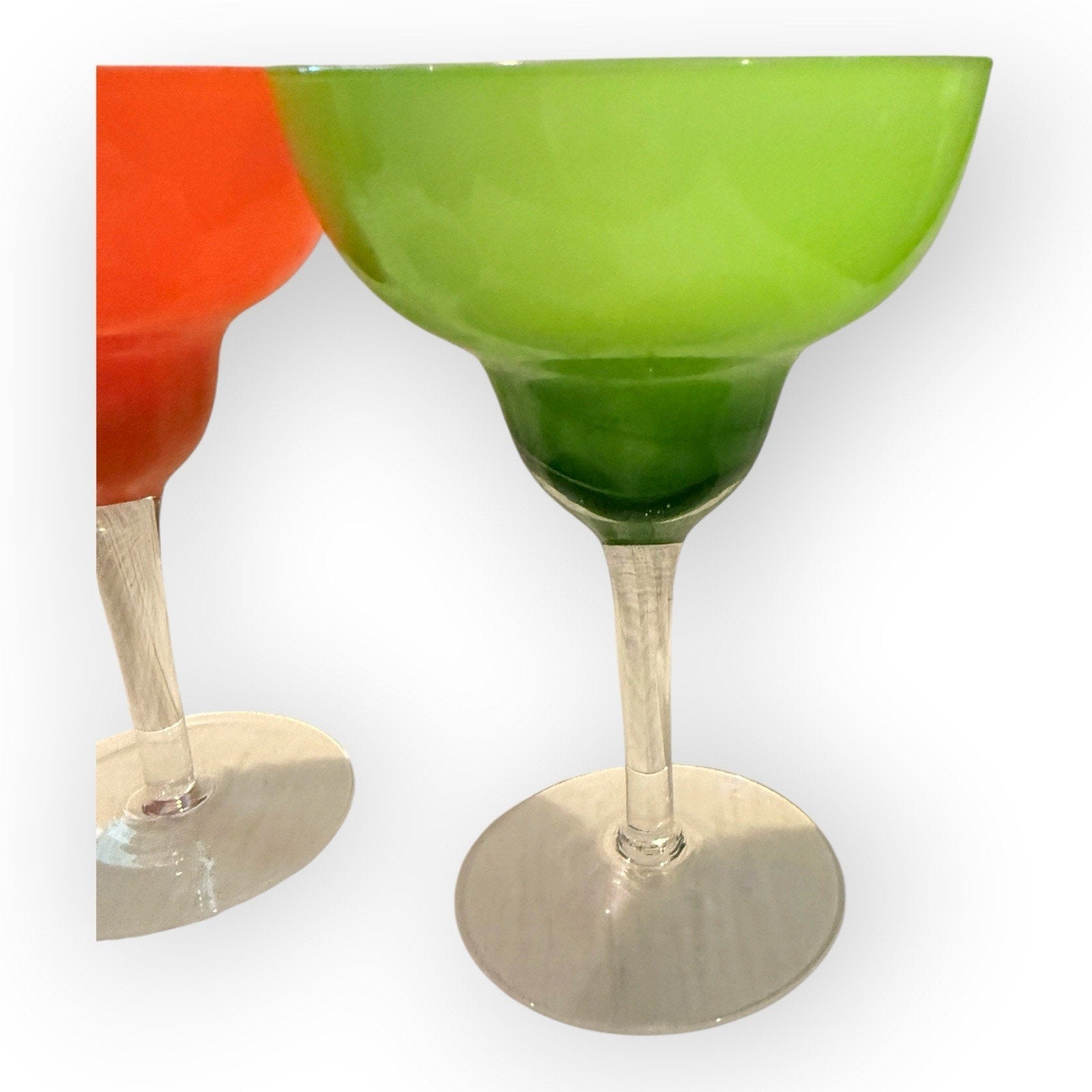 Vintage Crate and Barrel Style Margarita Glasses Set of 4 Hand Blown Multi Color