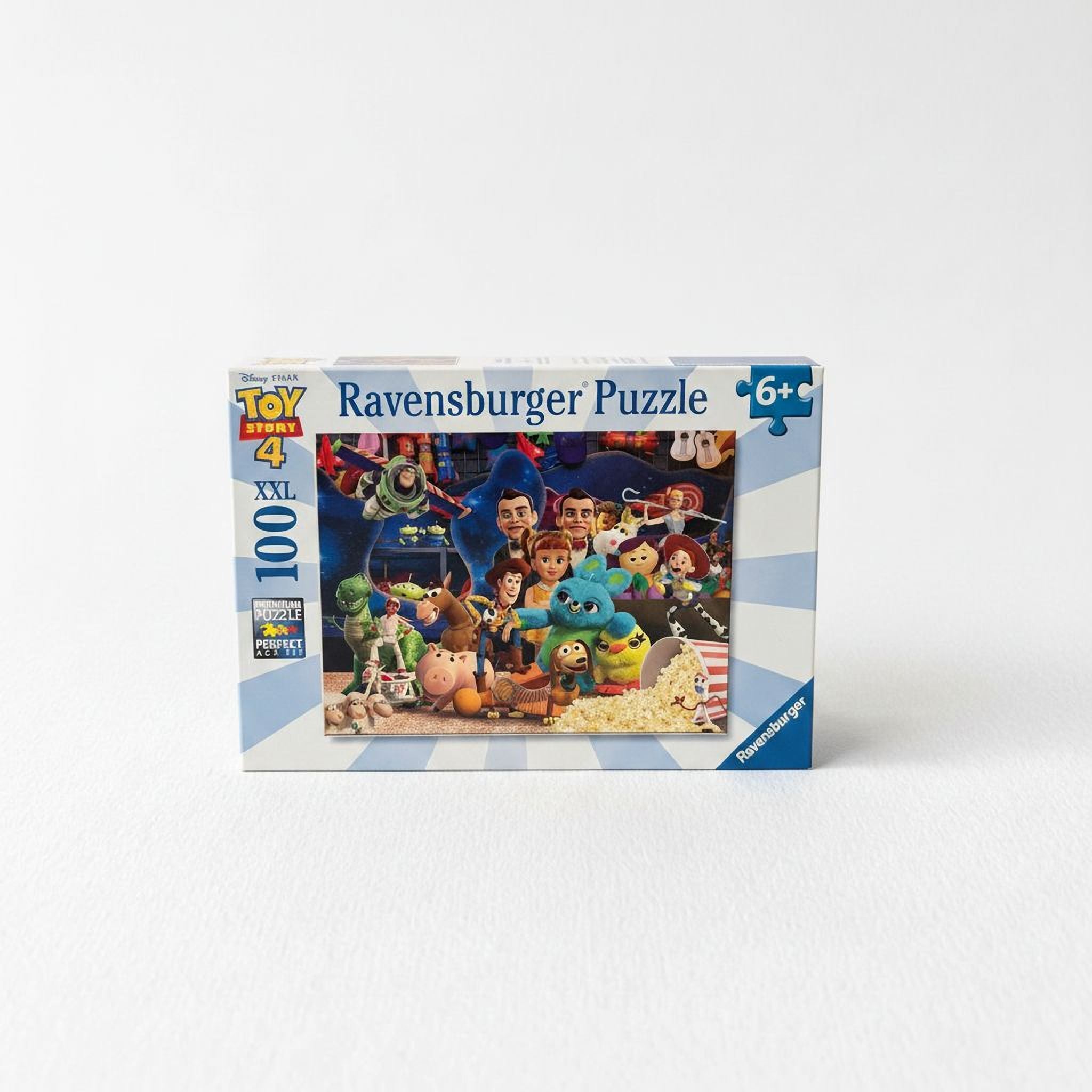 The image is a packaged toy puzzle featuring characters from the Toy Story movie, specifically the characters from the film "Toy Story 4".