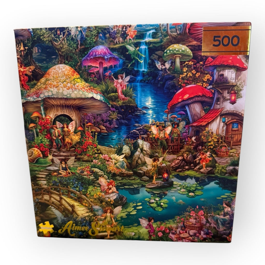 Buffalo Games Gold Aimee Stewart Merry Mushroom Village Picnic 500 Pc Jigsaw
