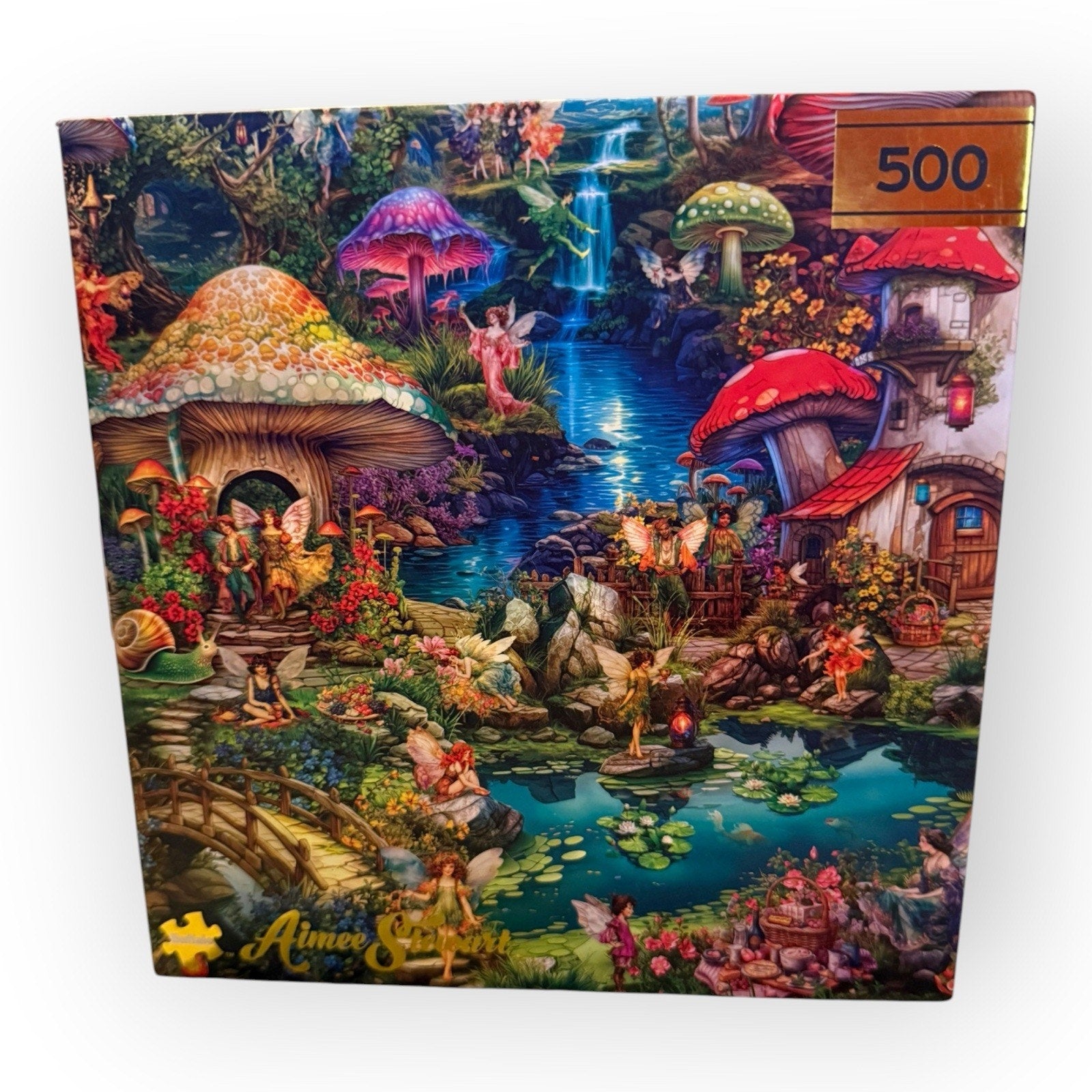 Buffalo Games Gold Aimee Stewart Merry Mushroom Village Picnic 500 Pc Jigsaw