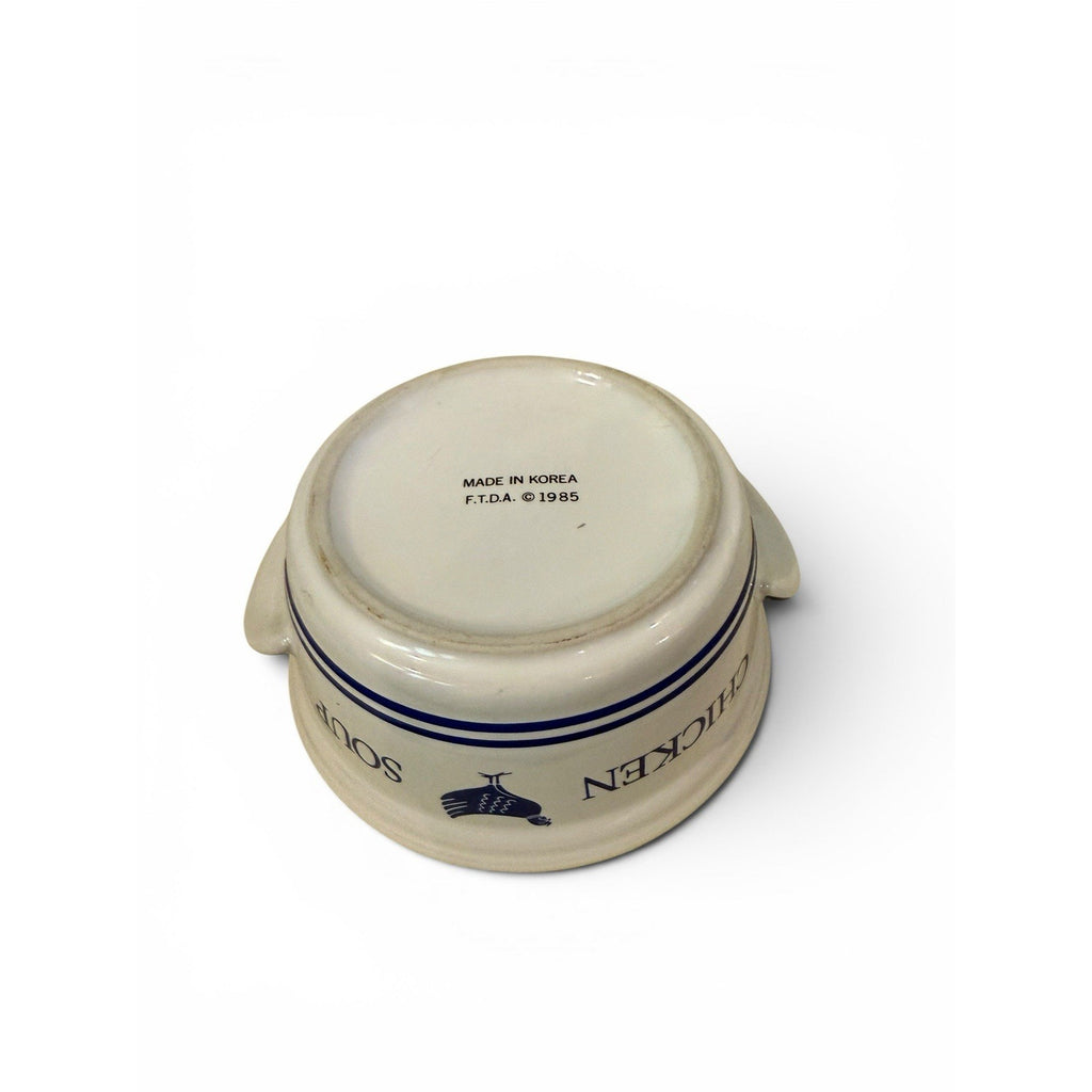 FTD Chicken Soup Bowl Get Well Series Blue Chicken With Handles Made In Korea