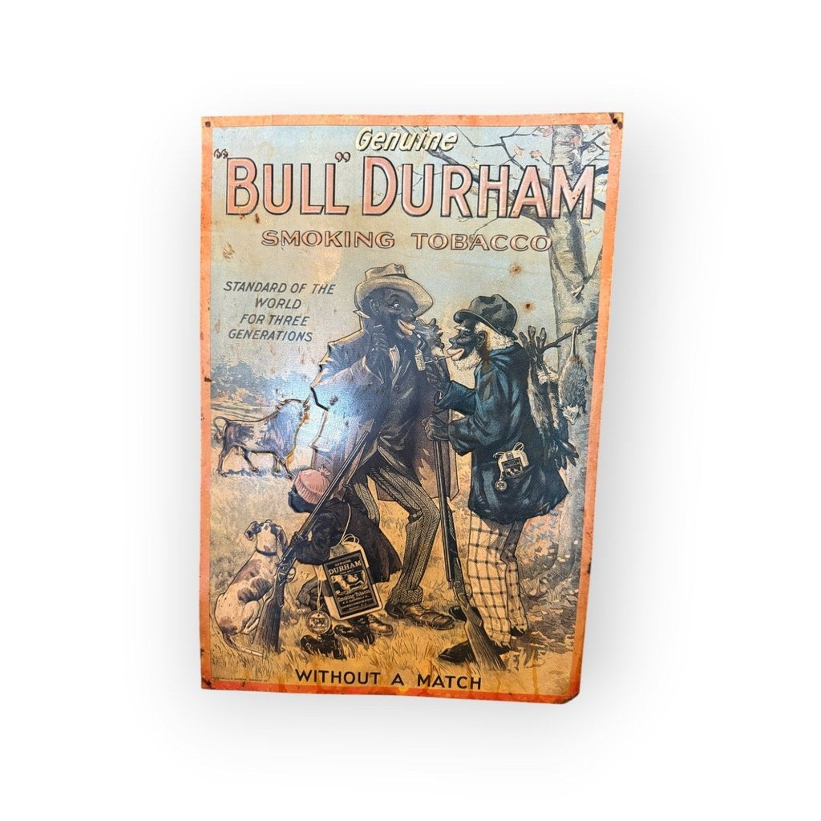 Vintage Bull Durham Smoking Tobacco Tin Sign