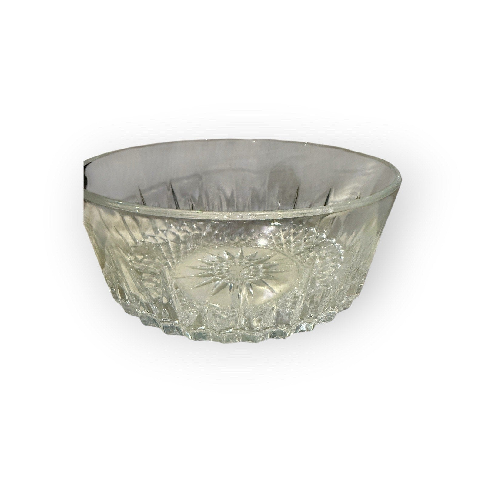 Vintage Arcoroc France Clear Glass Diamond Starburst Pattern 9" Serving Bowl