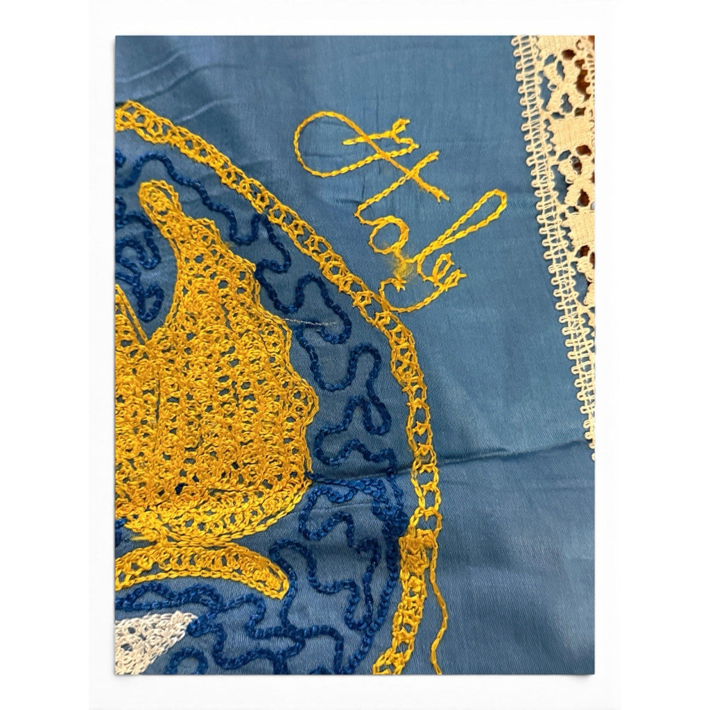 Souvenir 1911 Italy 10x12" Chainstitch Embroidery Wing Star Lace