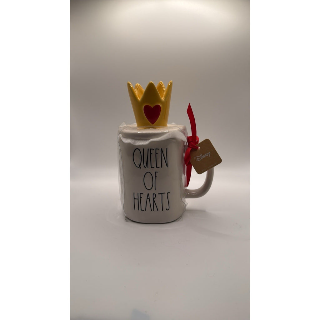 Rae Dunn Disney Alice in Wonderland Queen Of Hearts Doube Sided Mug With Topper