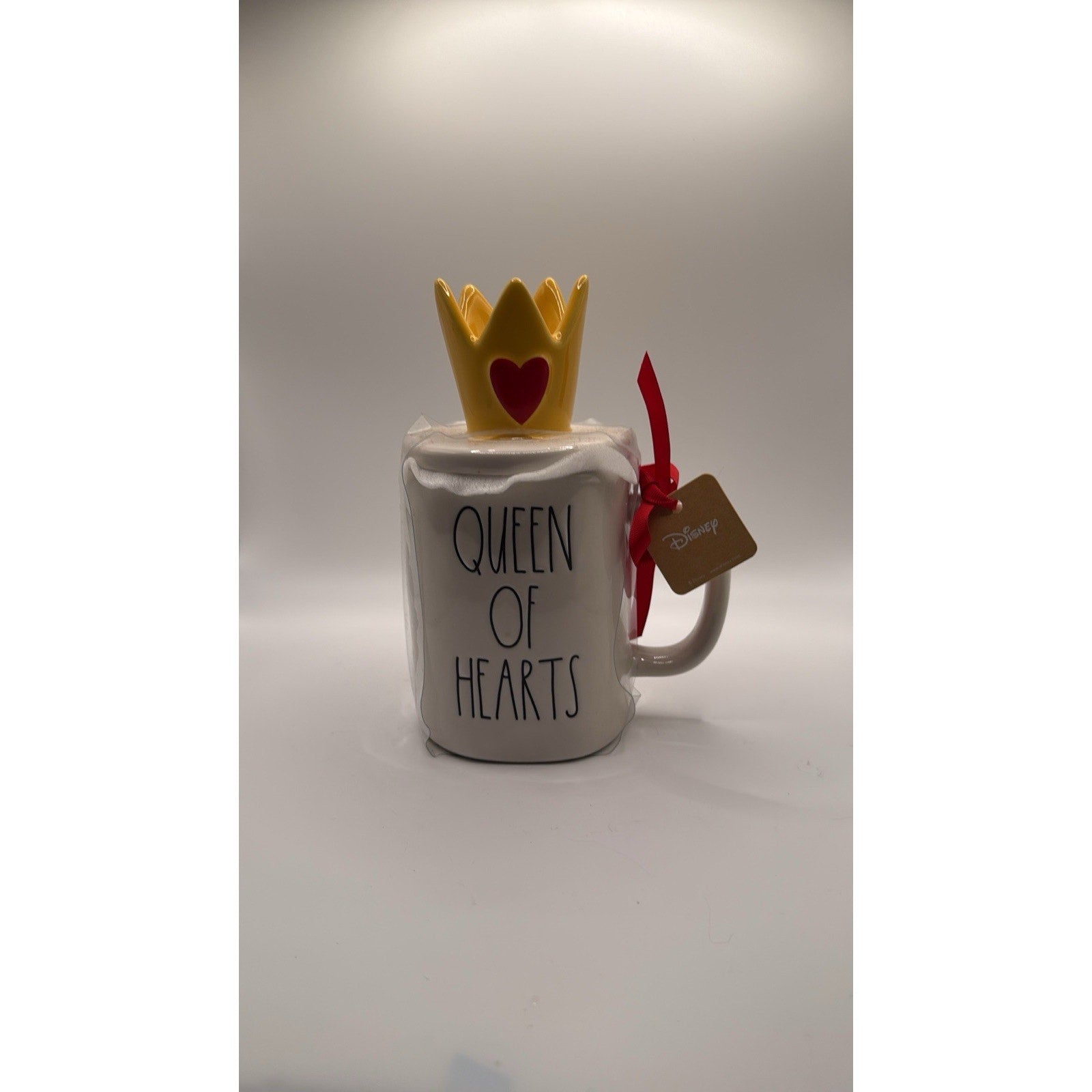 Rae Dunn Disney Alice in Wonderland Queen Of Hearts Doube Sided Mug With Topper