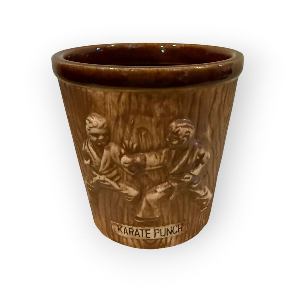 Vintage 1960s Otagiri Karate Punch Hawaiian Tiki Bar Stoneware Bucket Mug