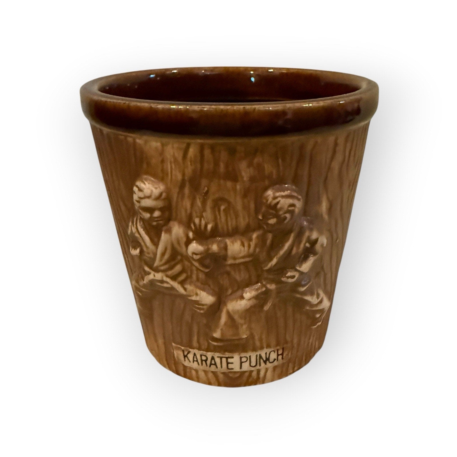 Vintage 1960s Otagiri Karate Punch Hawaiian Tiki Bar Stoneware Bucket Mug