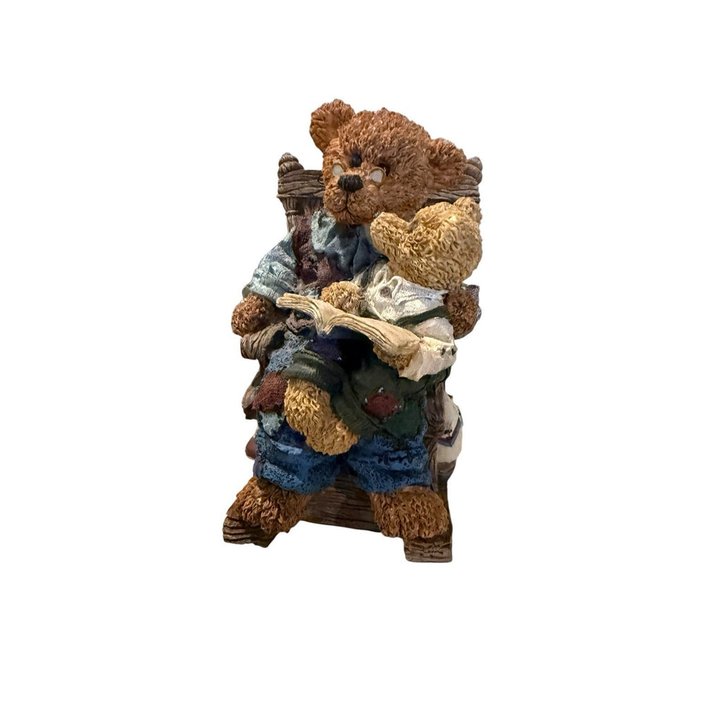 Boyds Bears Grandpa Bear & Baby Bear Music Box Rocking Chair Hush Little Baby