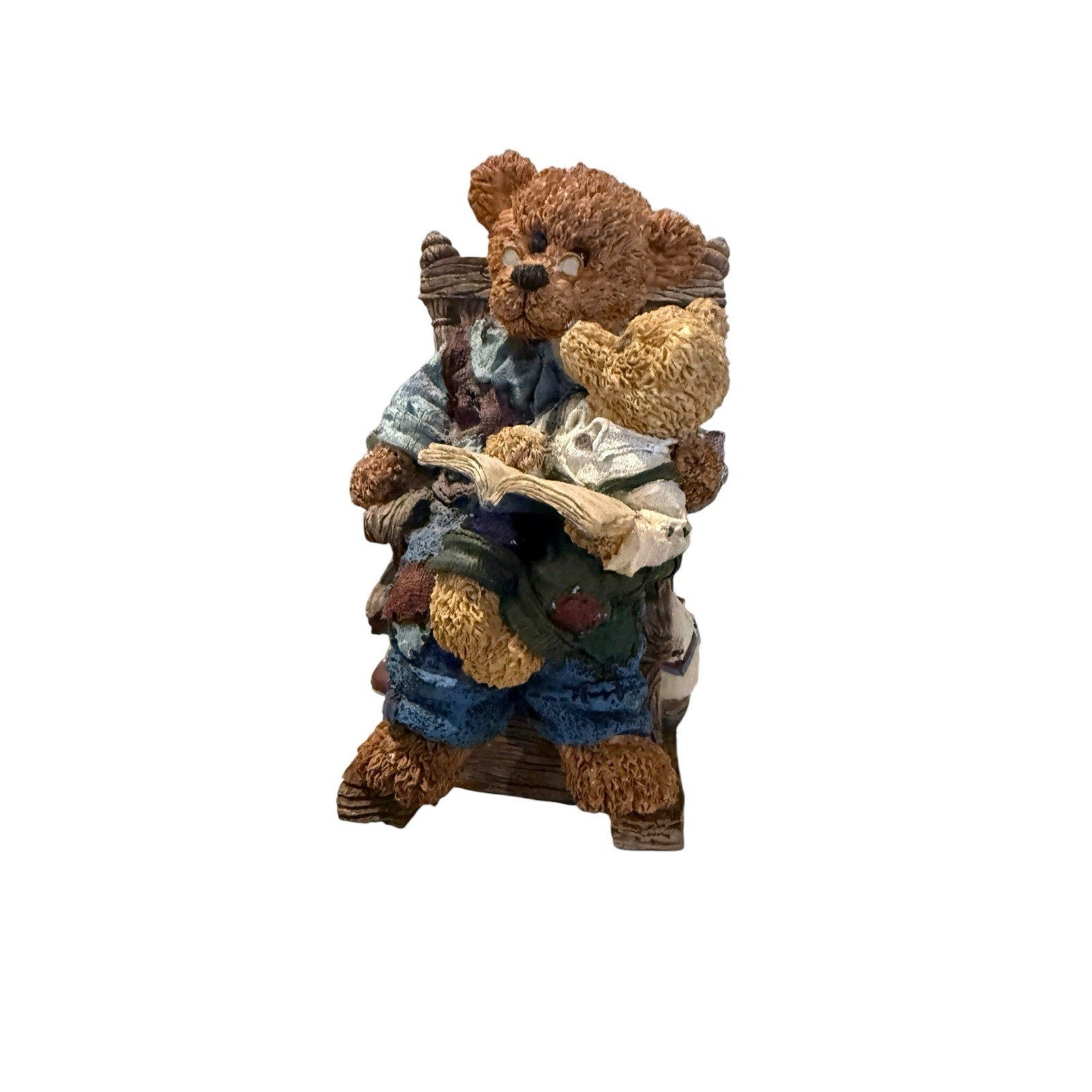 Boyds Bears Grandpa Bear & Baby Bear Music Box Rocking Chair Hush Little Baby