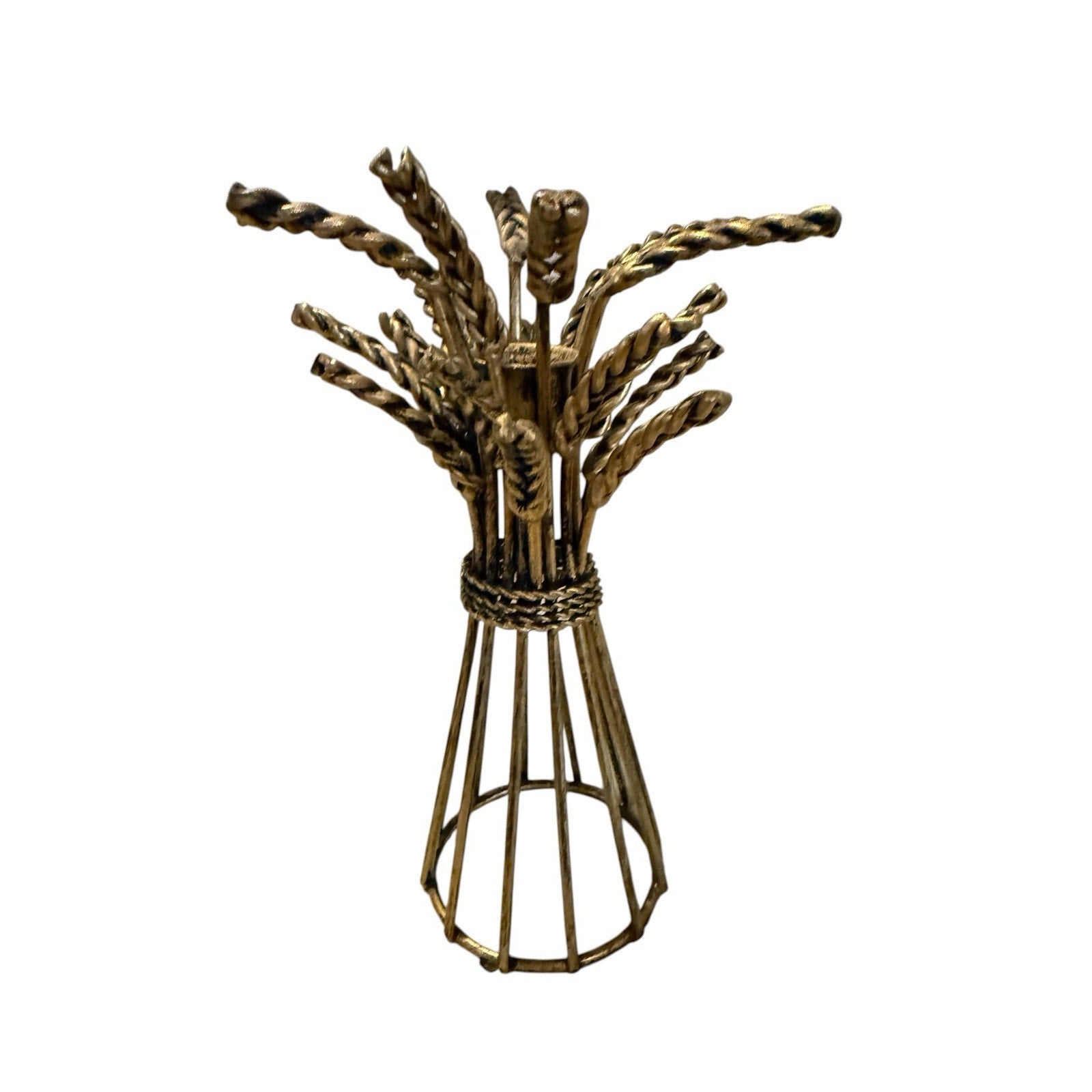 WIRE WHEAT COPPER CANDEL HOLDER METAL WIRED HARVEST 9 INCH