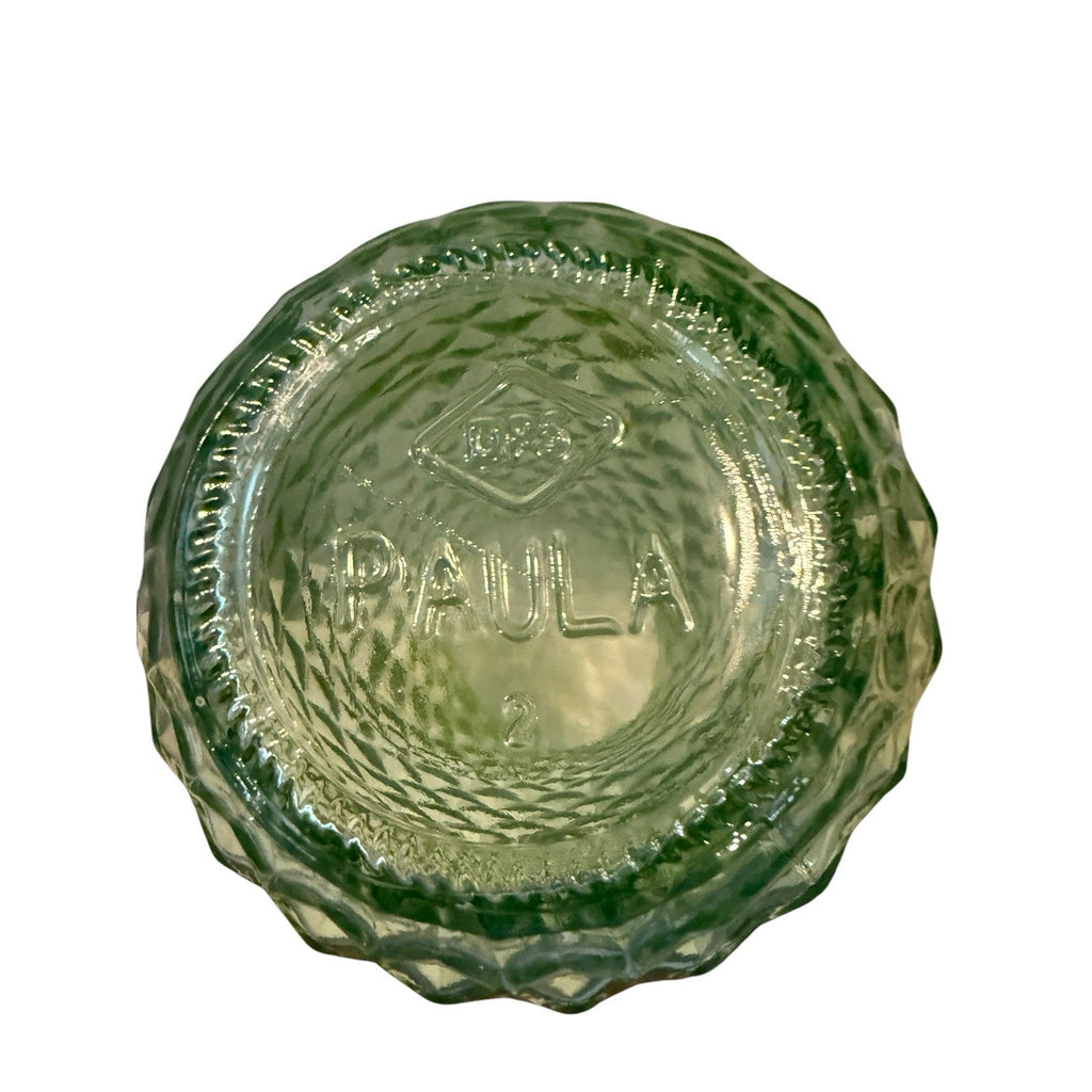 PAULA Green Glass Vase Diamond Pattern Textured Decorative Glossy Finish