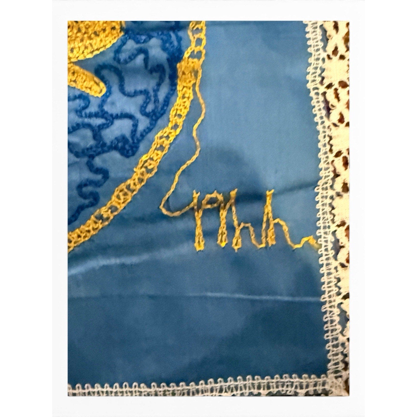 Souvenir 1911 Italy 10x12" Chainstitch Embroidery Wing Star Lace