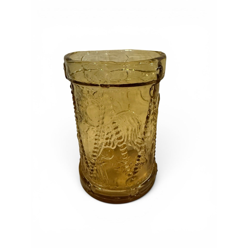 Vintage 1970's Wheaton NJ Amber Juice Glass with Eagle 3.5"