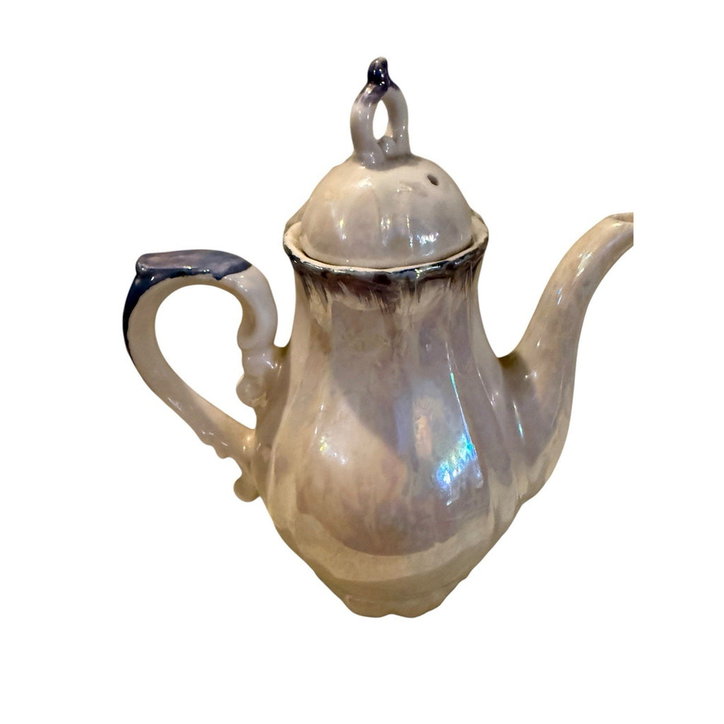 Musical Porcelain Teapot Lavender Courting Scene