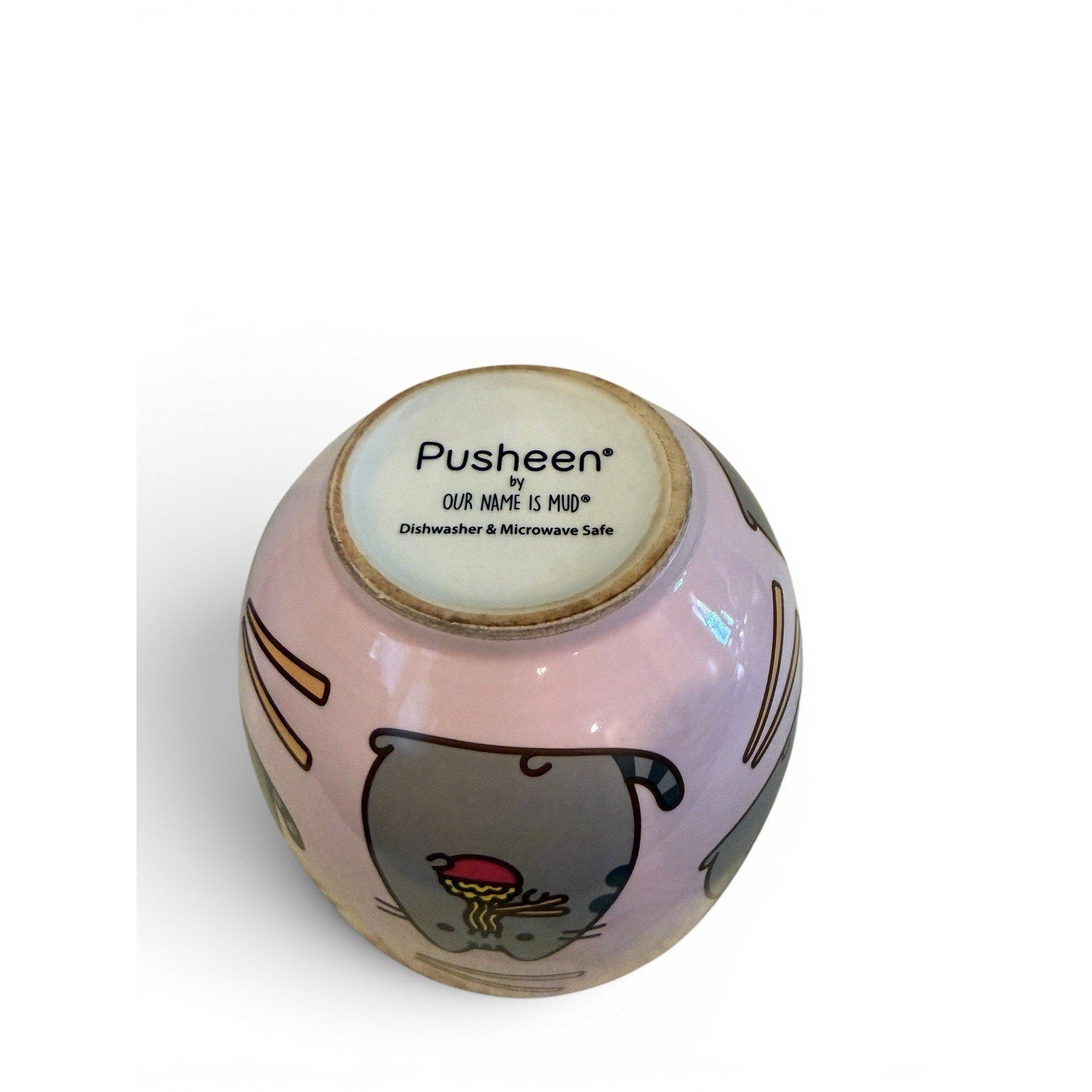 PUSHEEN Cat Pink Stoneware 20 Oz Ramen Noodle Bowl Only