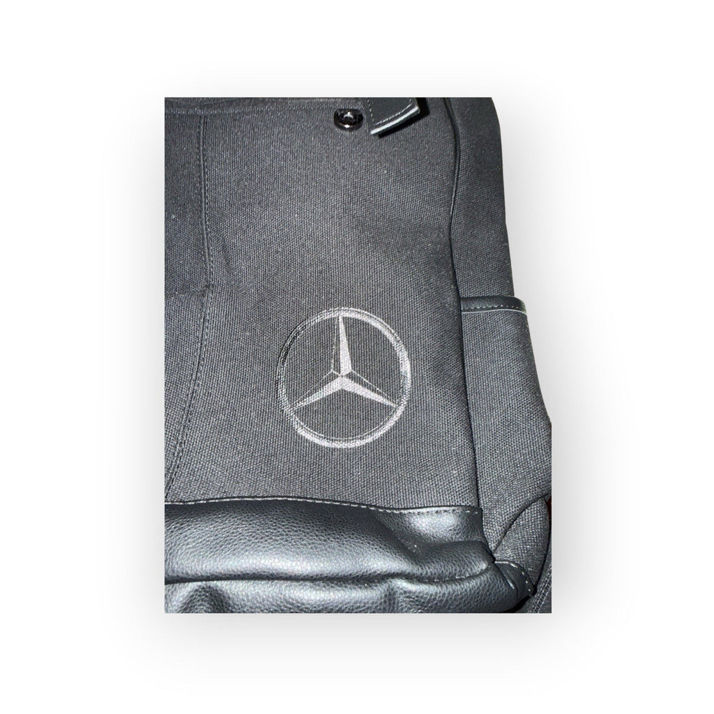MERCEDES BENZ CANVAS LEATHER BACKPACK MEN LOGO BLACK LAPTOP BAG 18X15X4 POCKETS