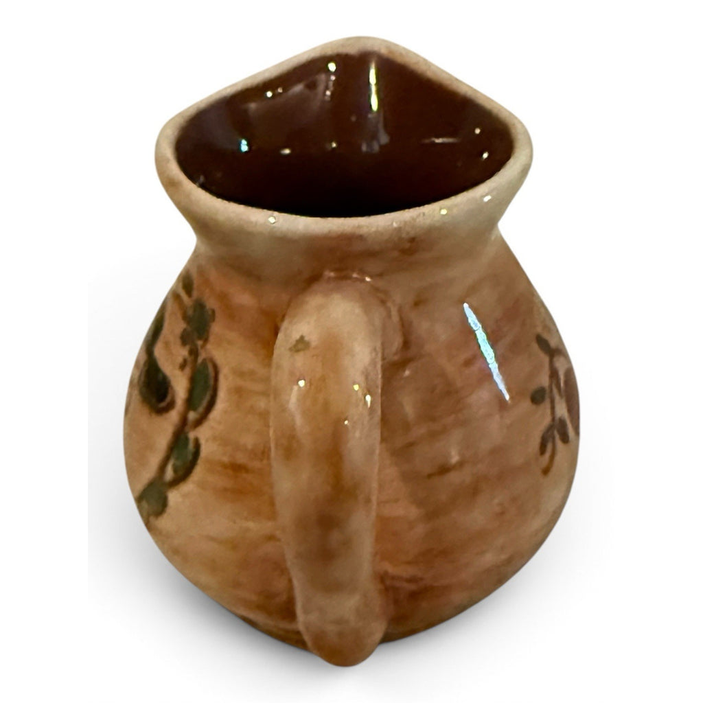 Charming Pennsbury Pottery Amish Face & Heart Design Creamer 4"
