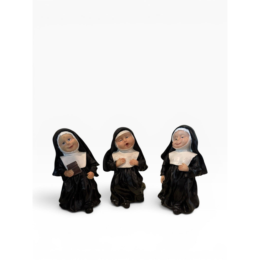 3 K's Collection Nuns Figurines Resin Black Robes Habits VTG 5.5" Tall Sisters