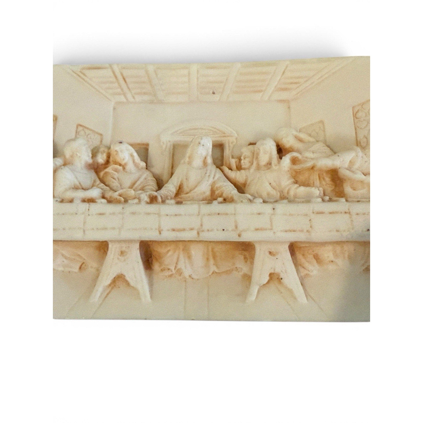 Vtg The Last Supper Wall Hanging 3D Resin Raised Relief Plaque 9.5" x 4.25"