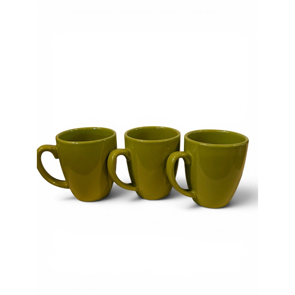 Corelle Lime Green Mugs Cups Stoneware Set of 3