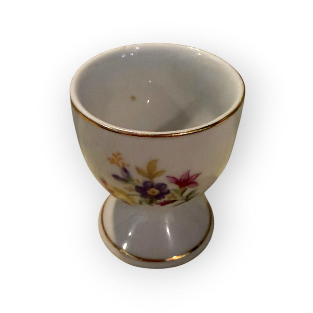 Foreign Egg Cup Gold Lined Flowers 2”