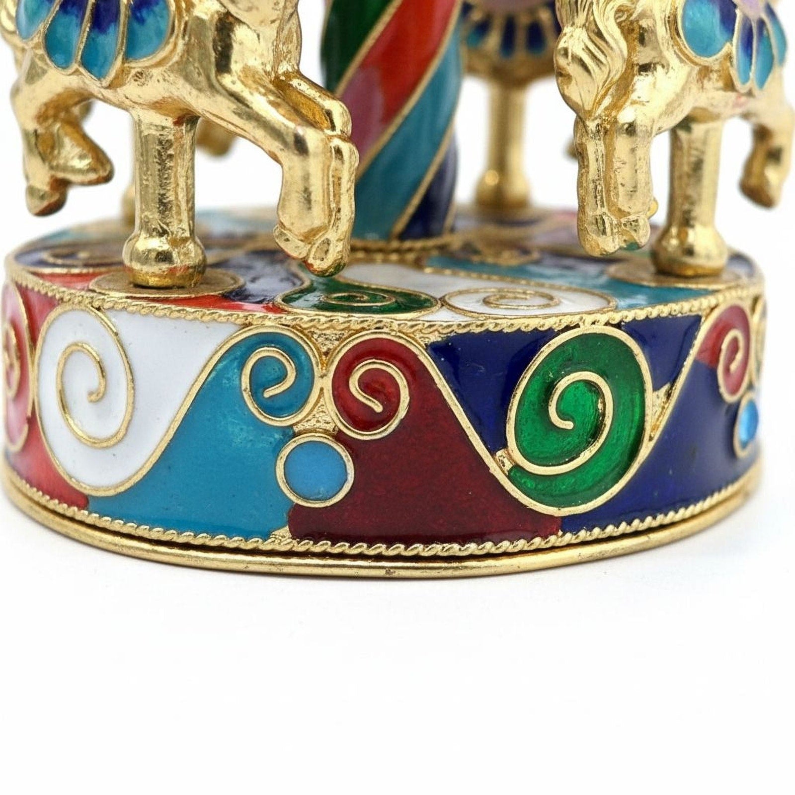 Ornate Carousel Music Box – Handcrafted Metal Enamel Decorative Spinning Carousel