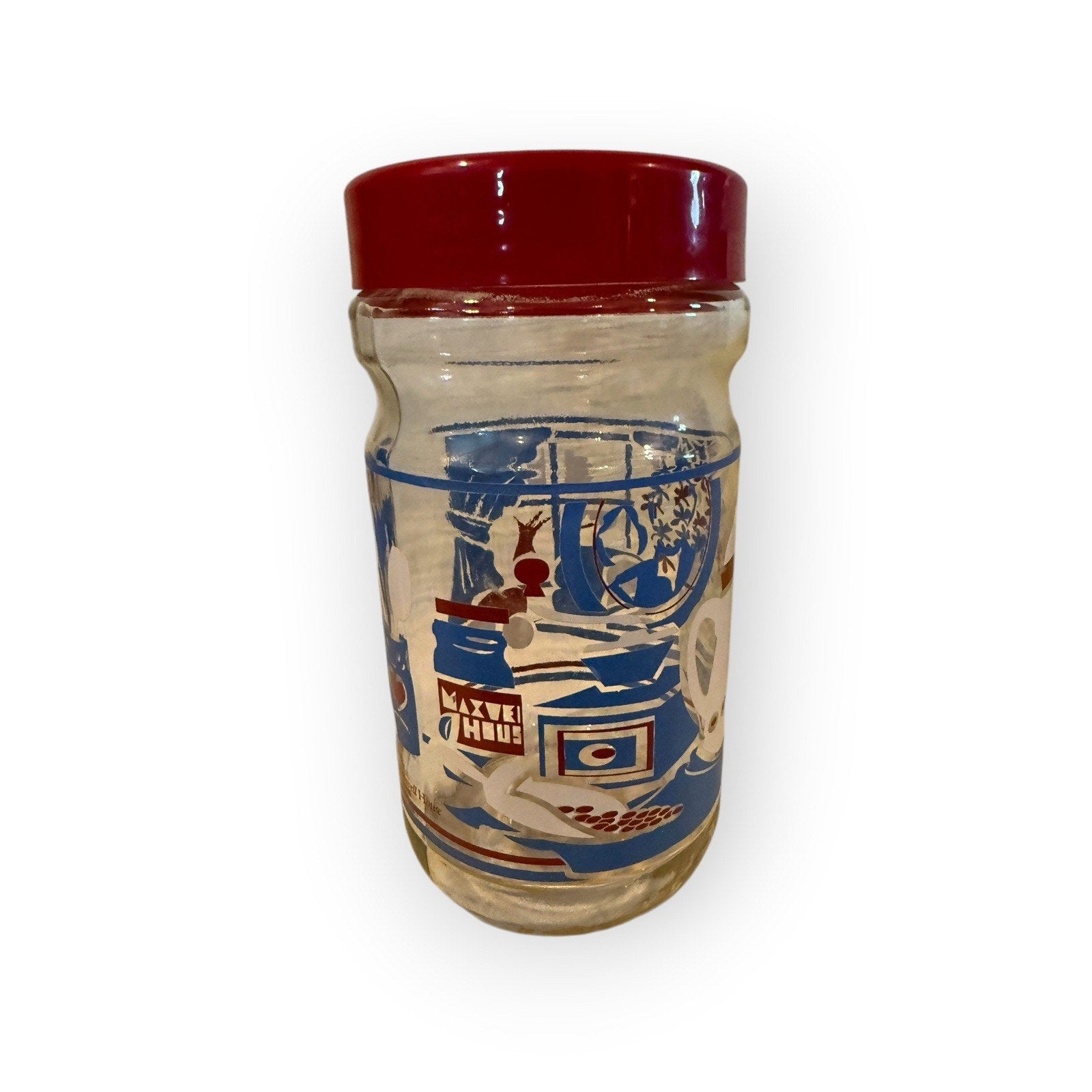 VTG MCM Maxwell House Instant Coffee Glass Jar Country Kitchen Anchor Hocking
