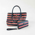 Tommy Hilfiger Purse - Navy Canvas Satchel With Gold Hardware & Zip Closure