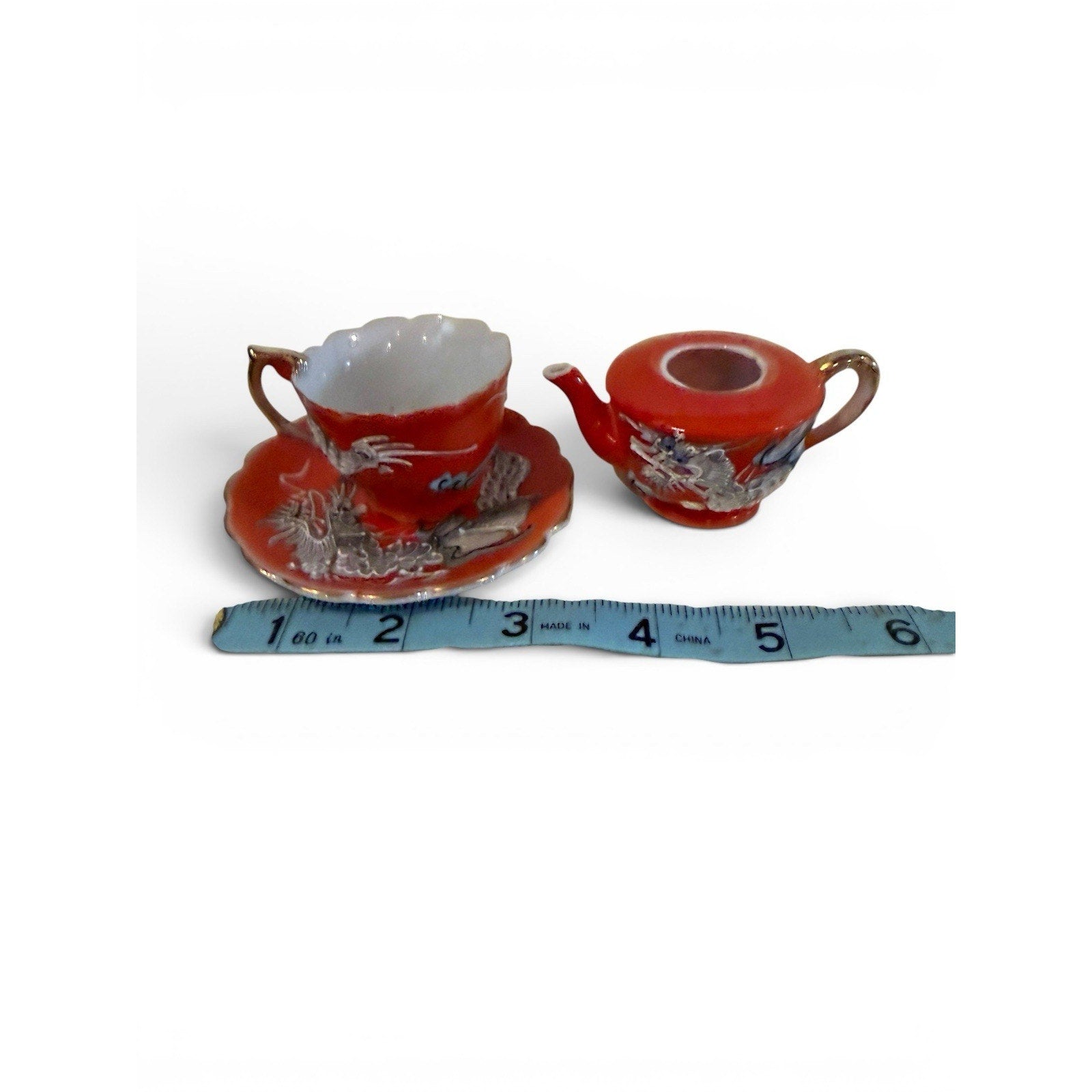 Small Teapot Teacup Cup Saucer Demitasse Coffee Japan Inoclay Dragon8576