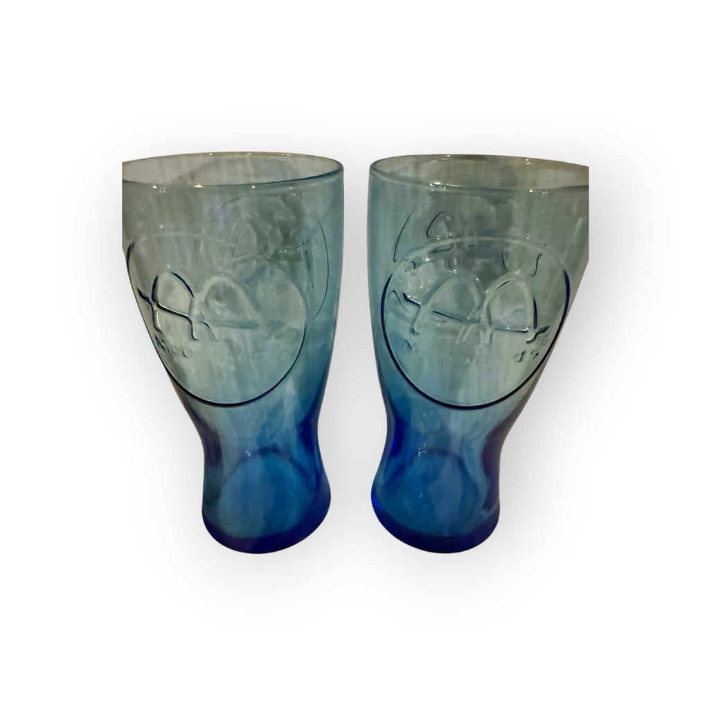McDonalds Set of 2 Blue Vintage Retro Glasses from 1961