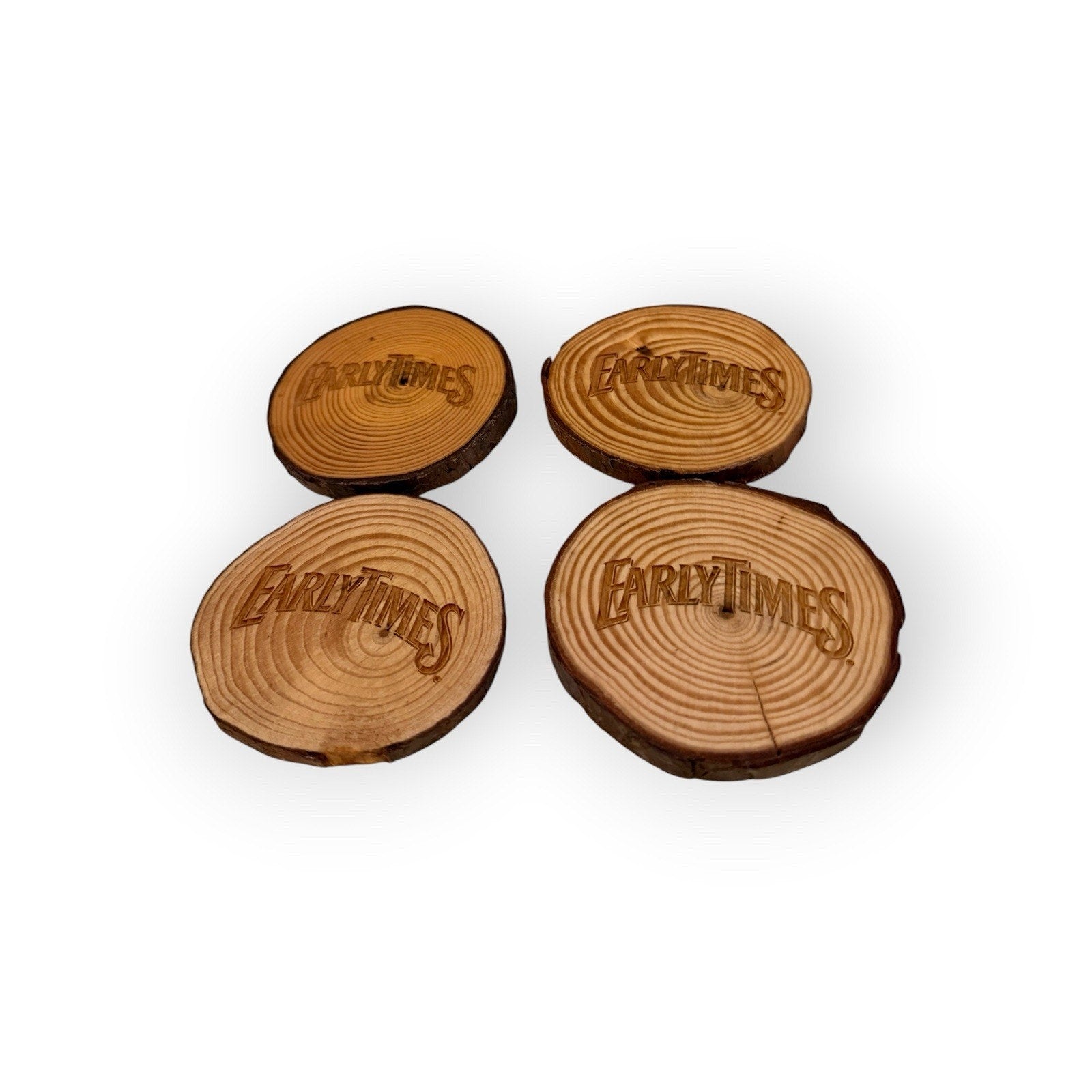 Twine Living - Natural Log Circle Coasters, Set of 4, Early Times- NEW