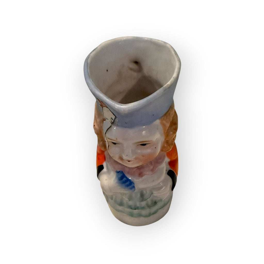 VTG Occupied Japan Mini 2.5" Woman Toby Mug Creamer Hand Painted