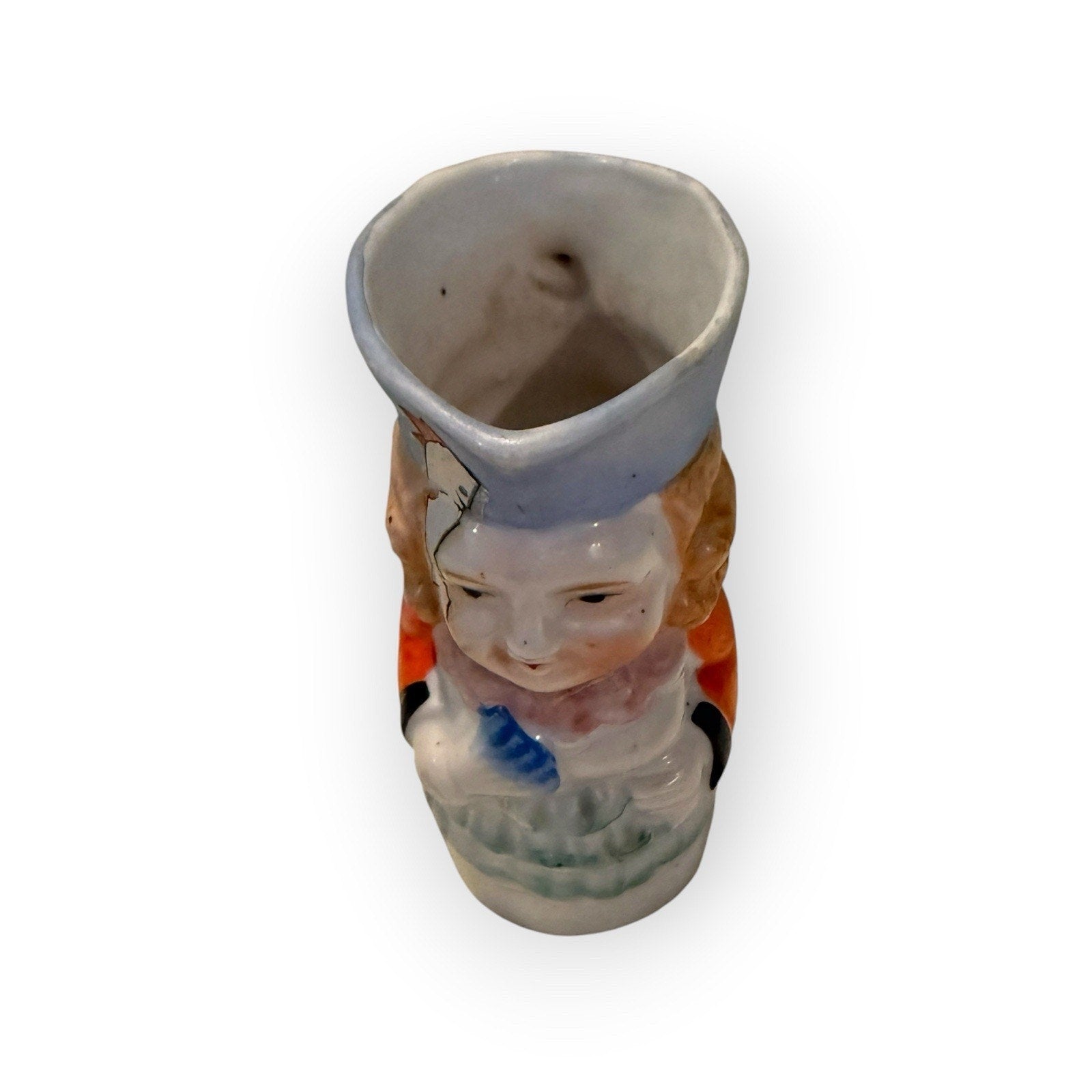 VTG Occupied Japan Mini 2.5" Woman Toby Mug Creamer Hand Painted