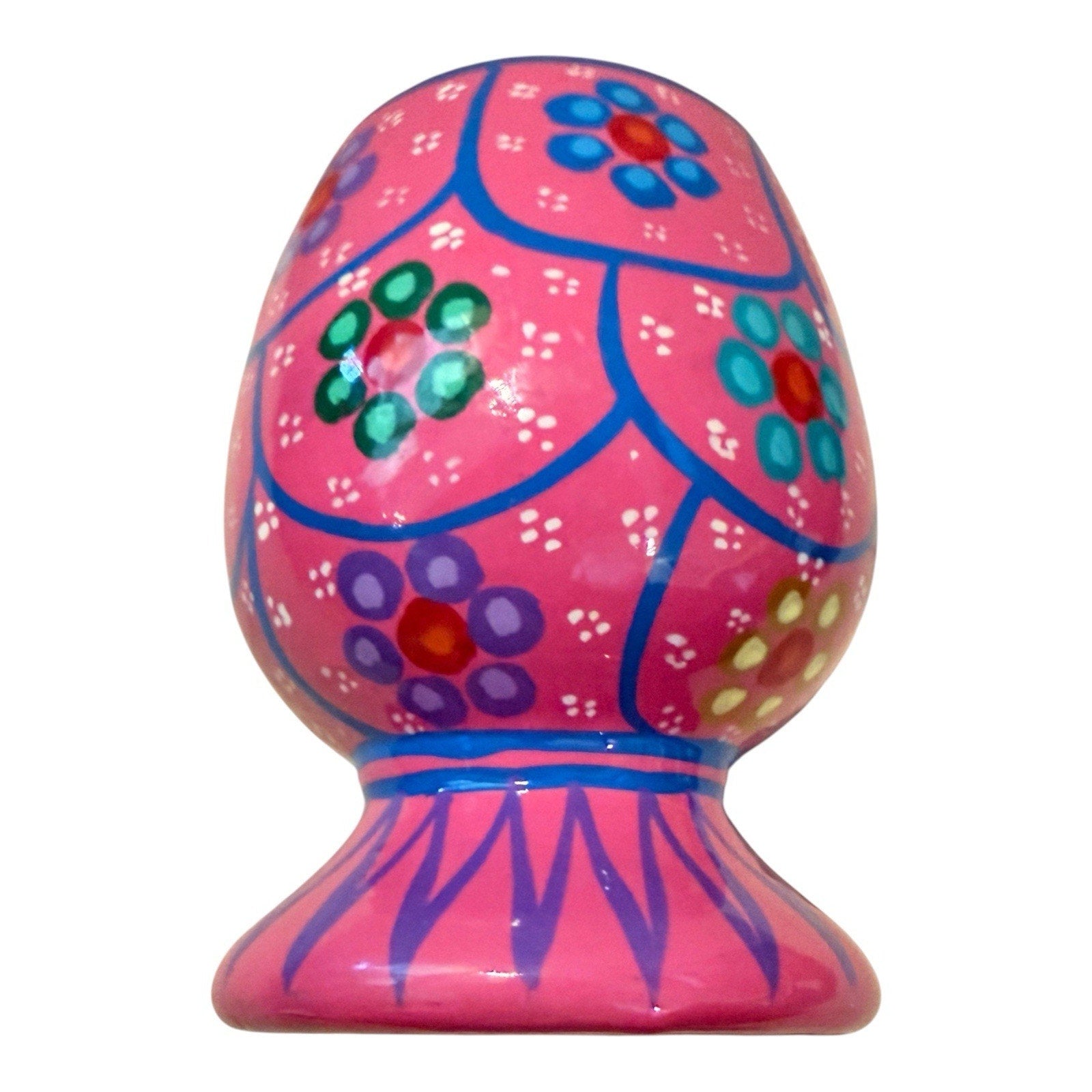 Mexican Folk Art Pottery Multi Colored Goblet/vase