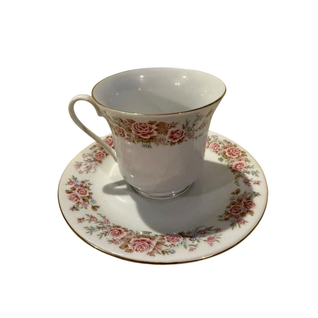 Remington China By Red Sea Coffee Tea Cup & Saucer Gold Trim Rose Floral (BX5)