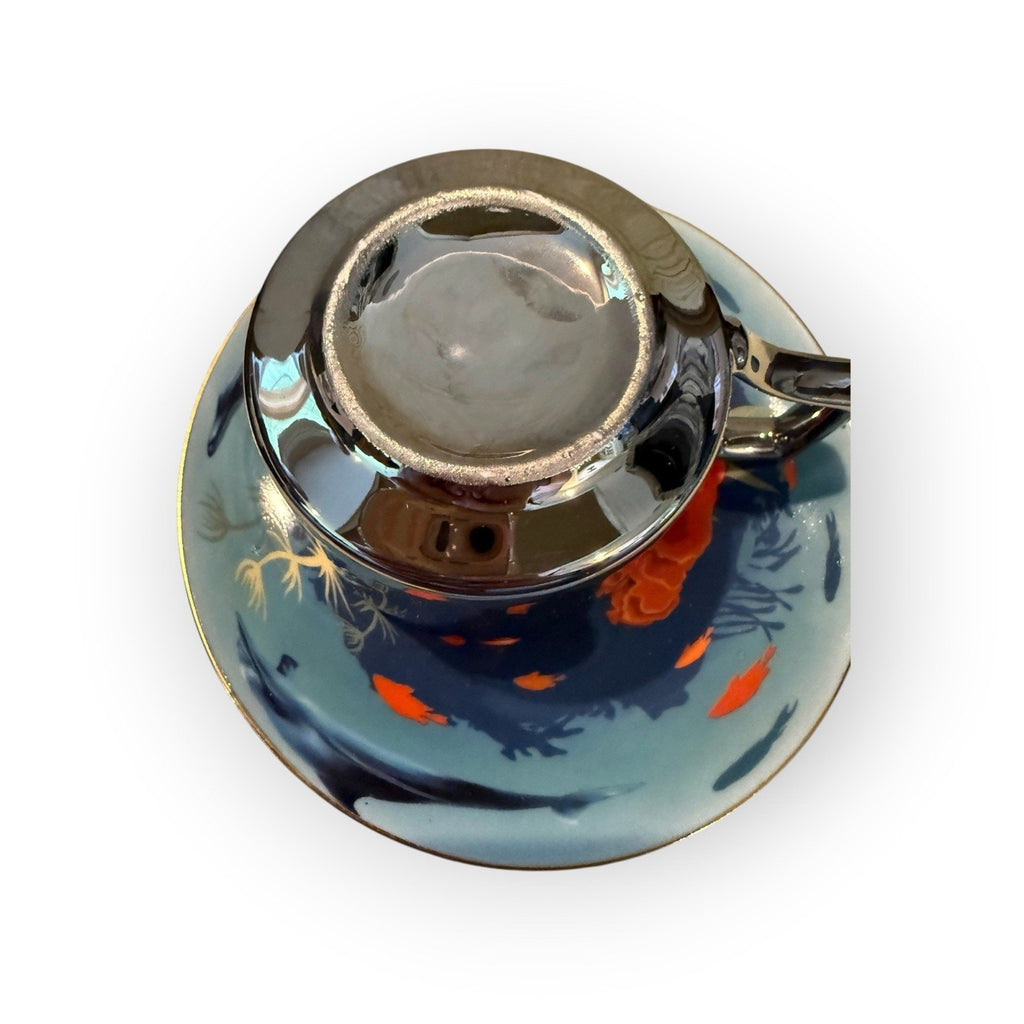 Reflection Cup with Saucer Aquatic Ocean Theme NIB