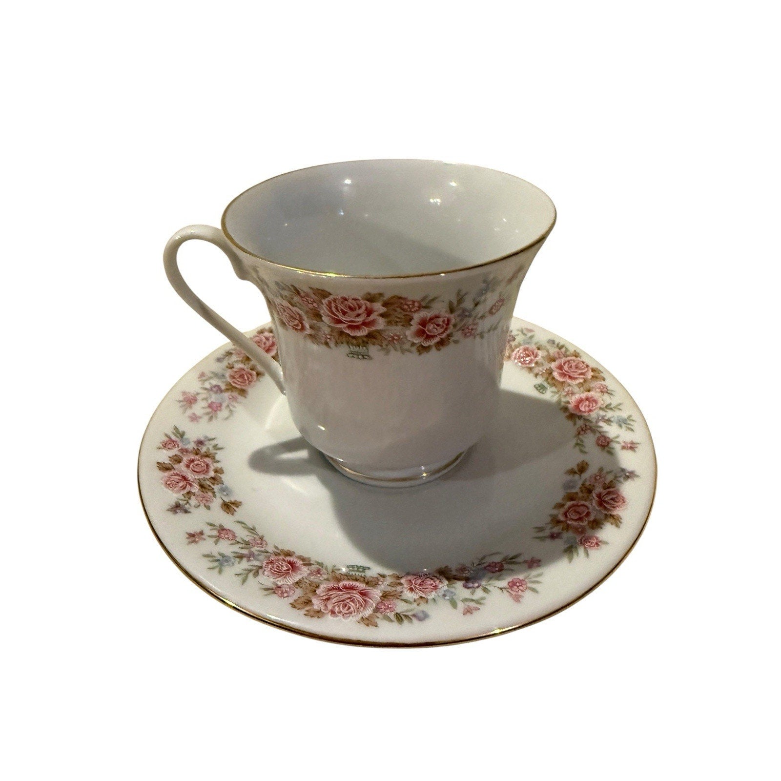 Remington China By Red Sea Coffee Tea Cup & Saucer Gold Trim Rose Floral (BX5)