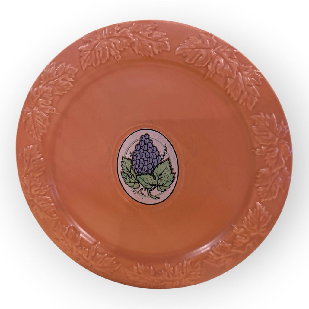 Vintage HIMARK WINE COUNTRY Salmon with Grape & Leaf Design Ceramic Plate 9.25"