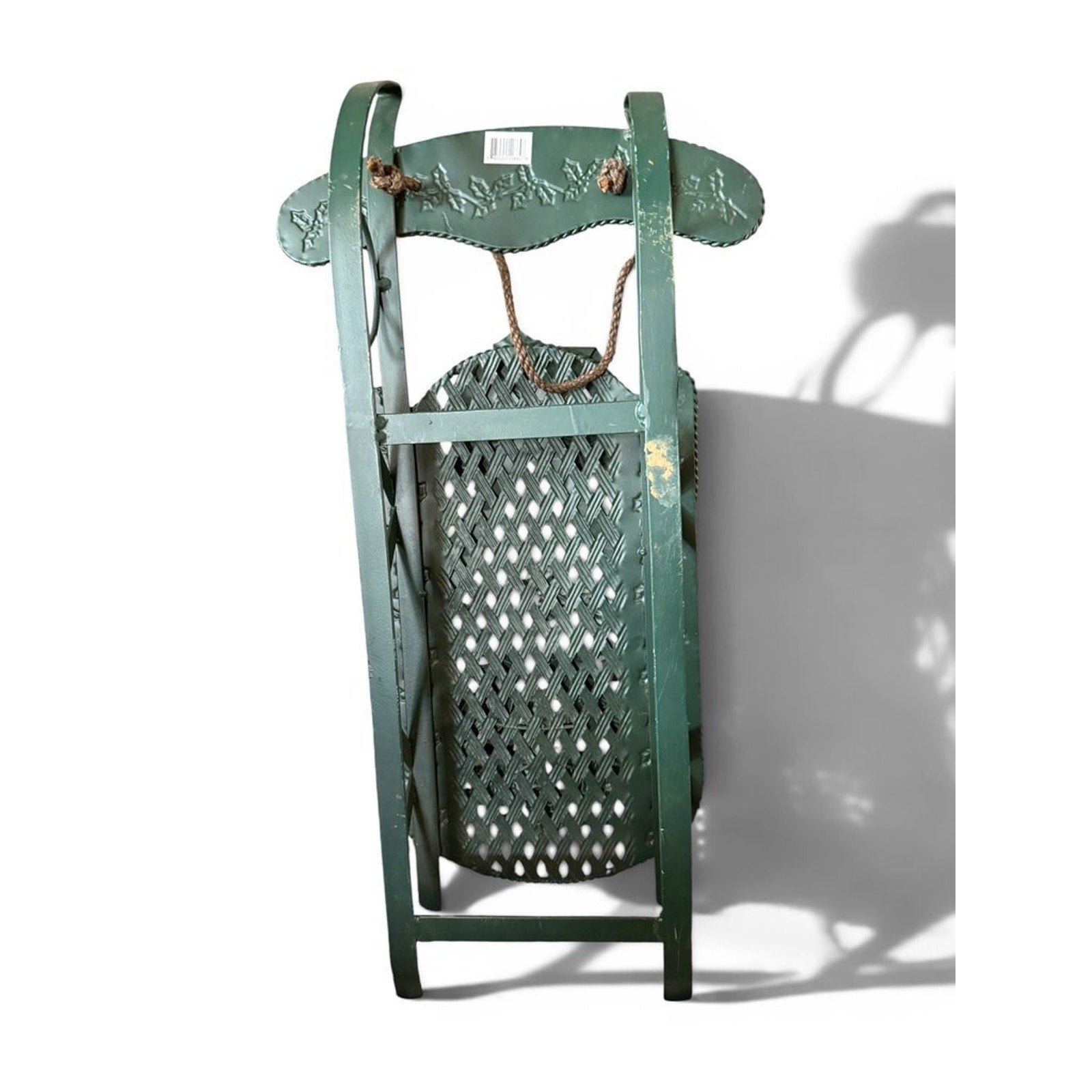 Vintage Decorative Metal Sled with Bird and Pinecone Motif