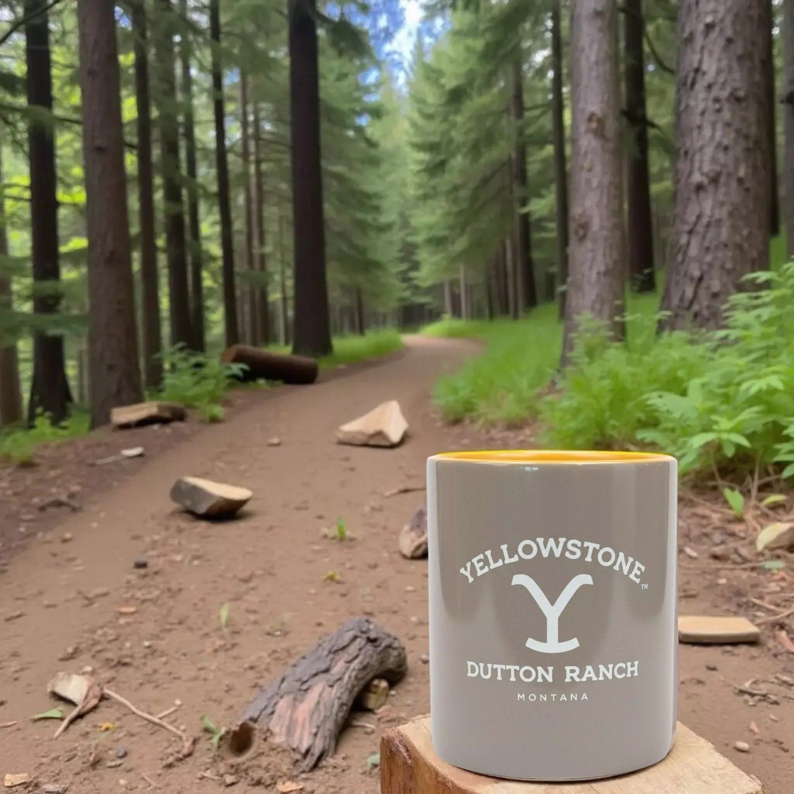 Yellowstone Coffee Mug Pair – Dutton Ranch Ceramic Set With Orange Interior