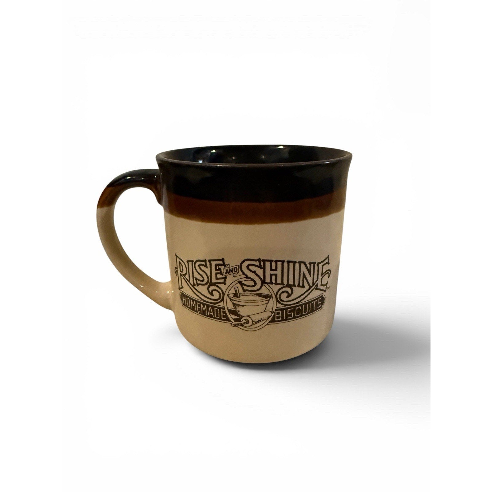 Hardee's Rise & Shine Homemade Biscuits Advertising Mug 1984 Beige Brown