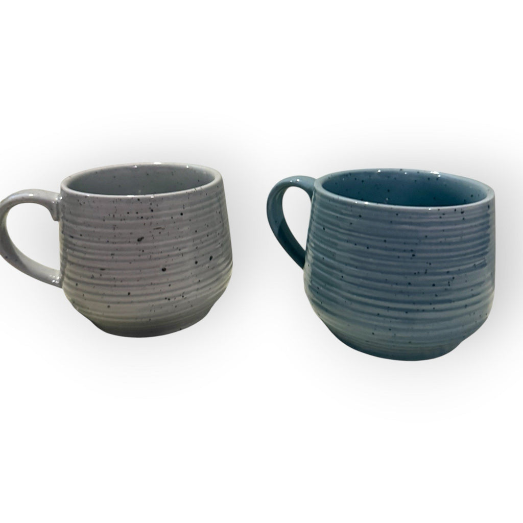 17 oz. Stoneware Mug Set – Set for 2, Rustic Design, Scratch-Resistant, Sanyo