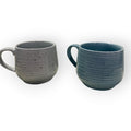 17 oz. Stoneware Mug Set – Set for 2, Rustic Design, Scratch-Resistant, Sanyo