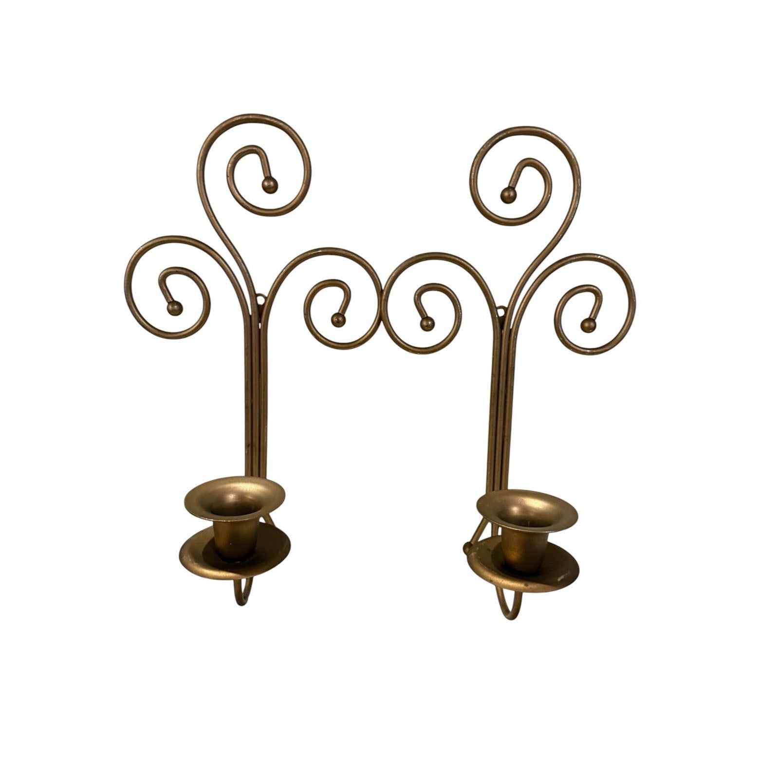 Vintage Home Interiors & Gifts Brass Scroll Wall Sconces - Set of 2