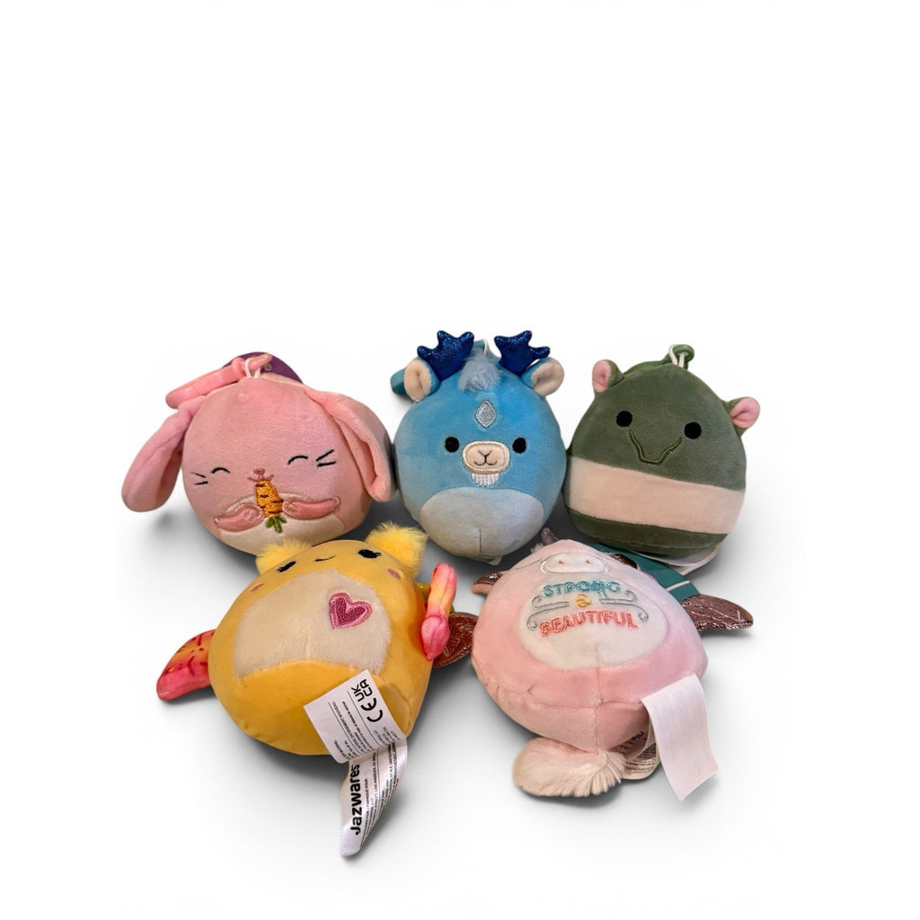 Set 5 Squishmallows Clip On Keychains Mini Plush Dolls